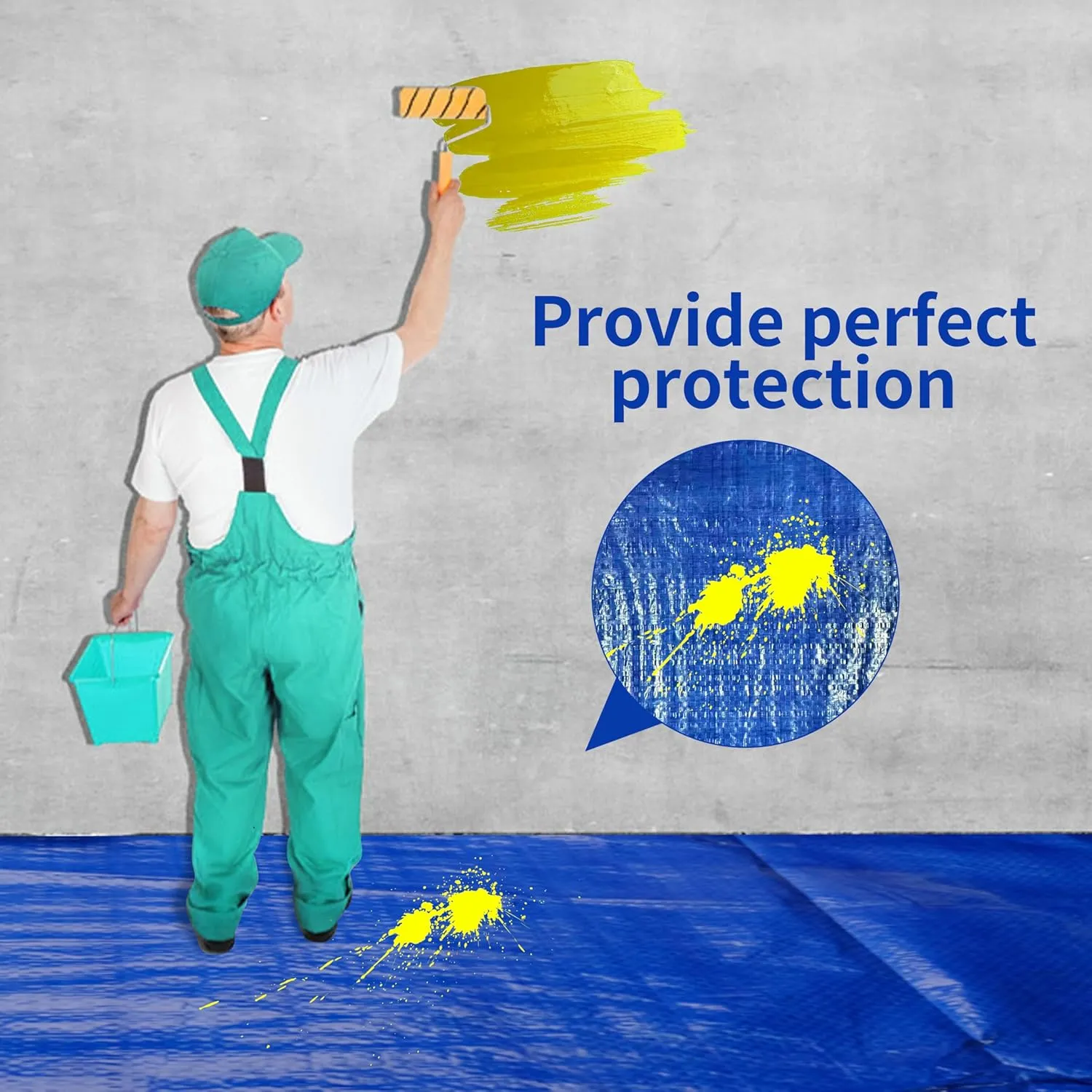 Tarp 20x30 ft 100% Waterproof Uv Resistant High Durability Multipurpose 5mil Blue Tarp for Covering Courtyards, Cars, Camping, Gardens, Pet Nests -by MVPNET