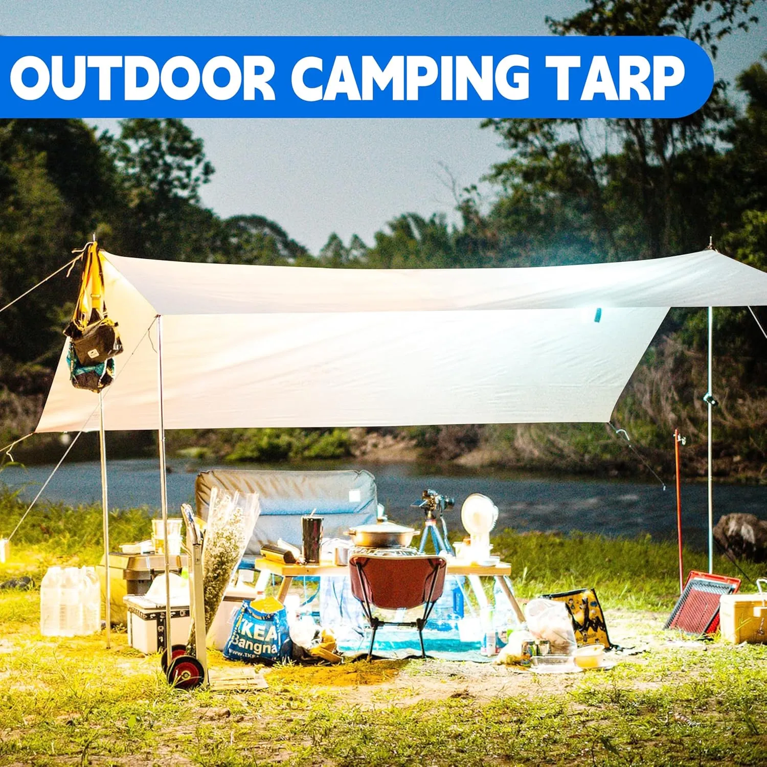 Tarp 20x30 ft Heavy Duty 12mil 100% Waterproof High Durability Multipurpose,Uv Resistant,White Tarp Suitable for Swimming Pools, Boats, Camping, Courtyards, Etc -by MVPNET