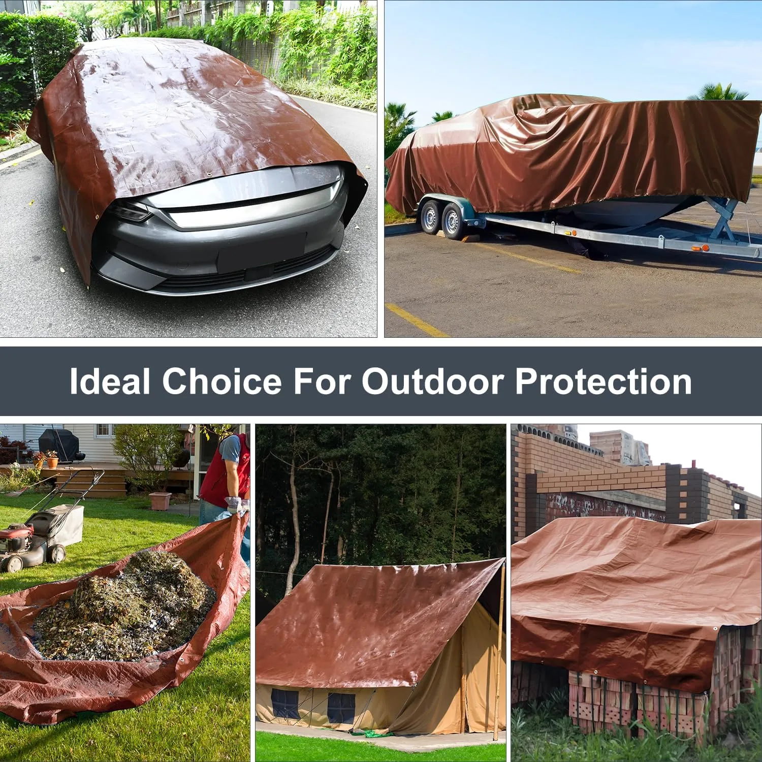 Tarp 8x10FT, 14 Mil Large Tarps Heavy Duty Waterproof with Grommets Every 23.6", 420D Thick Plastic Tarp, UV Resistant Tear&Fade Resistant, Reinforced Edges for Outdoor Pool Camp Tent