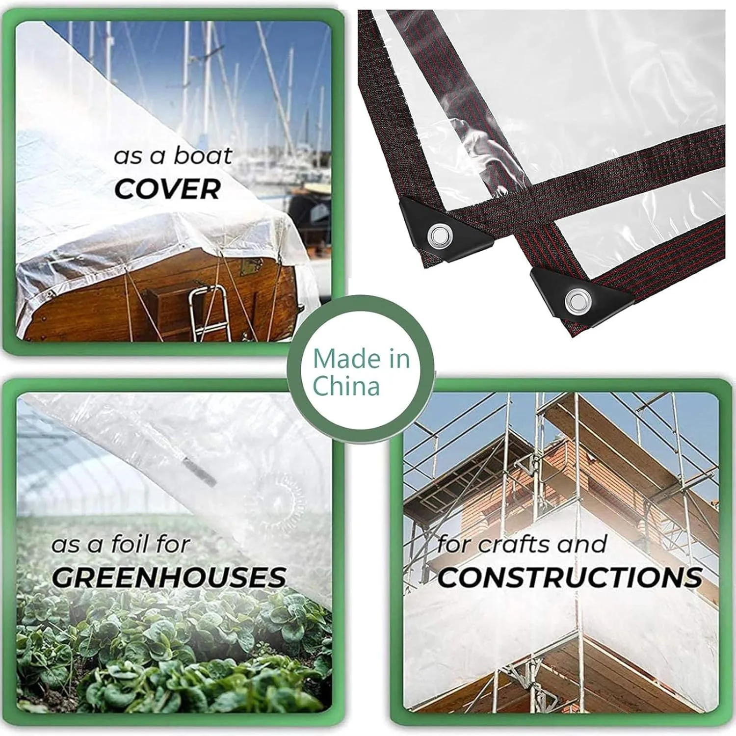 Tarp Heavy Duty Waterproof, with Grommets for Patios, Multi Purpose, Tarpaulin Sheet, Tarp Cover for Outdoor Garden Canopy(2x4m/7x13 Feet)