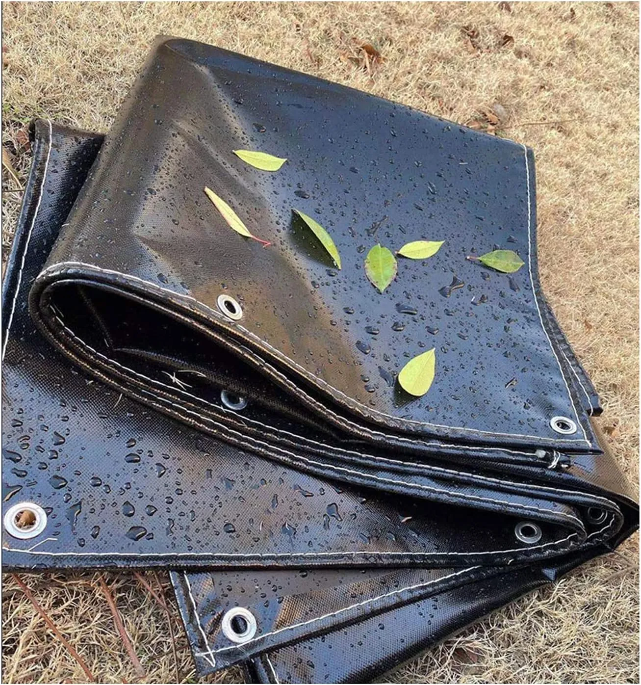 Tarp LJIANW Camping Tent Tarp Awning Groundsheet Ground Sheet Shelter Waterproof Heavy Duty PVC 450g/㎡ for Pavilion Truck Balcony Swimming Pool (Color : Black, Size : 1.8x2m)