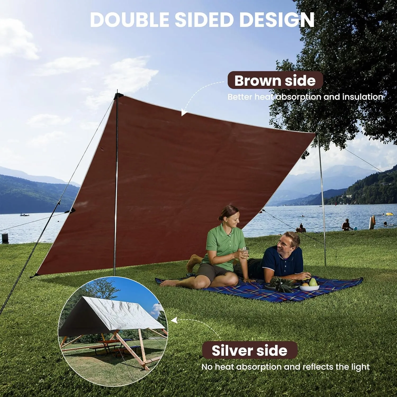 Tarp Waterproof 10x12Ft, Heavy Duty Tarp Cover Extra Thick 14 Mil Tear and UV Resistant, Outdoor Tarps with Grommets and Reinforced Edges for Roof, Camping, Patio, Pool, Boat