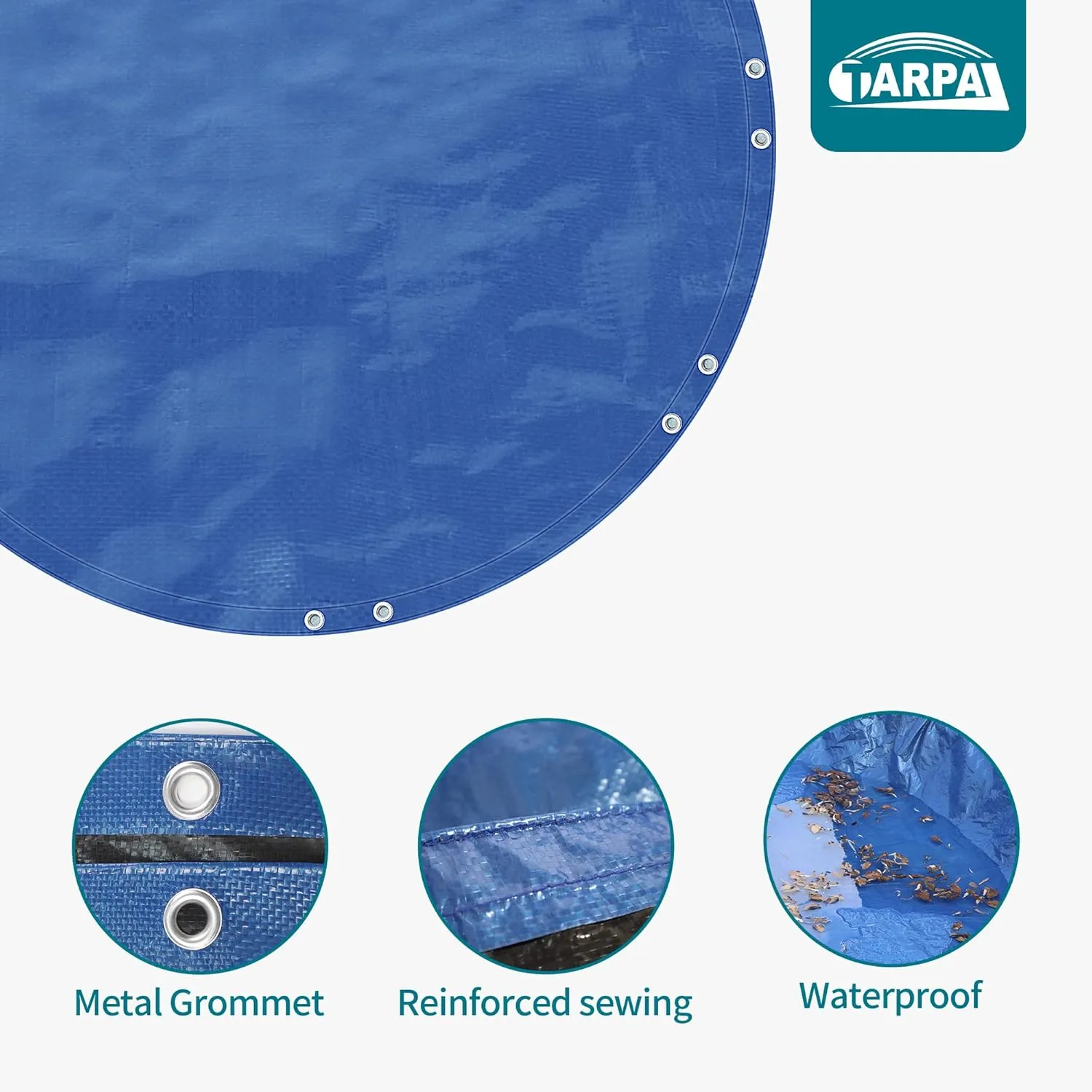 TARPAL 26ft Round tarp Waterproof 8mil Poly Tarps Pool Cover Multifunctional Tarpaulin Pool Covers for Above Ground Pools Dust and UV Resistance .（Blue/Black）