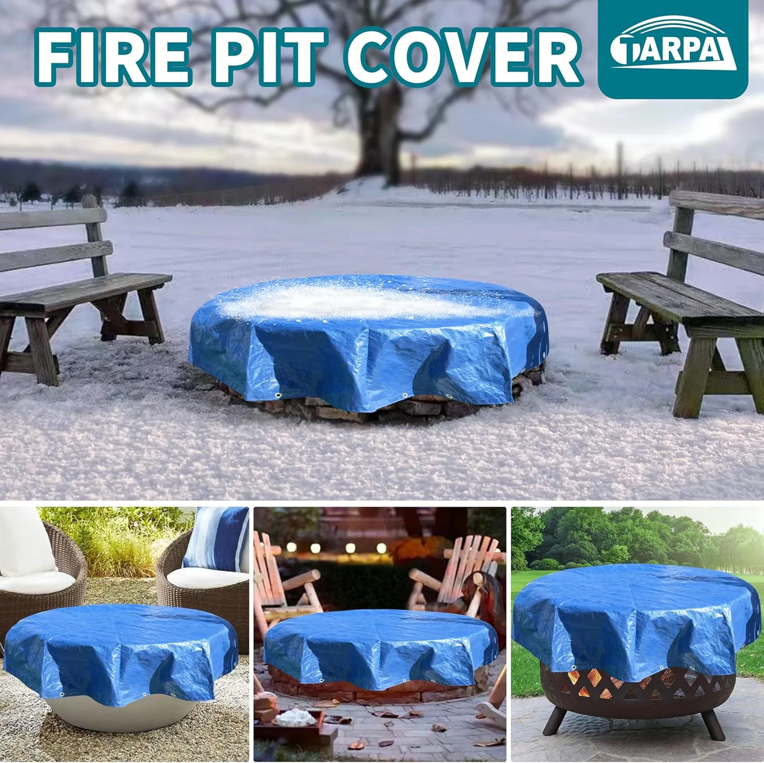 TARPAL 26ft Round tarp Waterproof 8mil Poly Tarps Pool Cover Multifunctional Tarpaulin Pool Covers for Above Ground Pools Dust and UV Resistance .（Blue/Black）