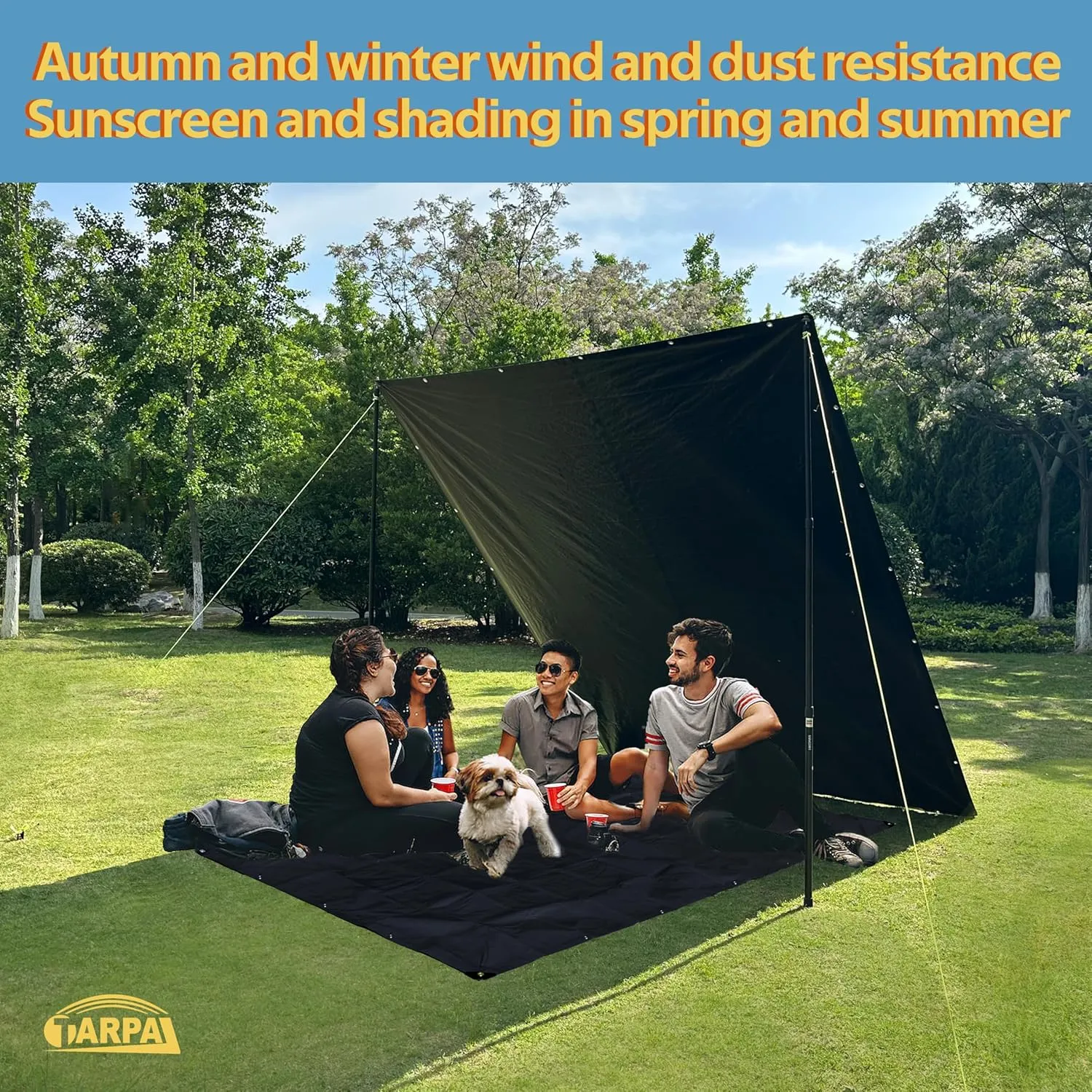 TARPAL Waterproof tarp 8x10 Black Heavy Duty tarp 14mil polyethylene tarps Multifunctional Tarpaulin，Snow or UV Protection,Suitable for Outdoor Furniture, awnings,Roofs,Tents tarp Cover