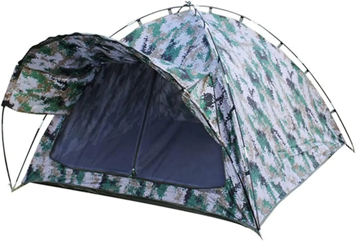 Tarpaulin Shade Cloth Rainproof Cloth Large Space Camping Tent Digital Camouflage Front Shade Tent Outdoor Double-Layer Camping Tent (Color : Blue, Size : Large)