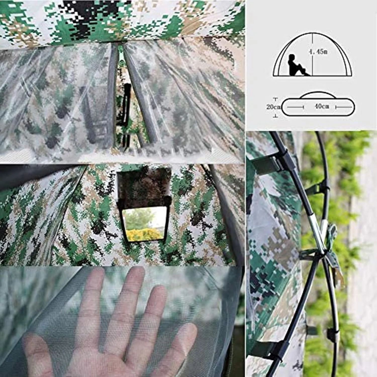 Tarpaulin Shade Cloth Rainproof Cloth Large Space Camping Tent Digital Camouflage Front Shade Tent Outdoor Double-Layer Camping Tent (Color : Blue, Size : Large)