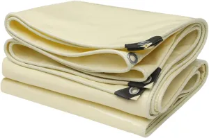 Tarpaulin Strengthened Waterproof Heavy Duty 500g/㎡ Beige Tarp Sheet for Camping Fishing Gardening Pets House Protector Cover with Metal Eyelets (Size : 1x2m)