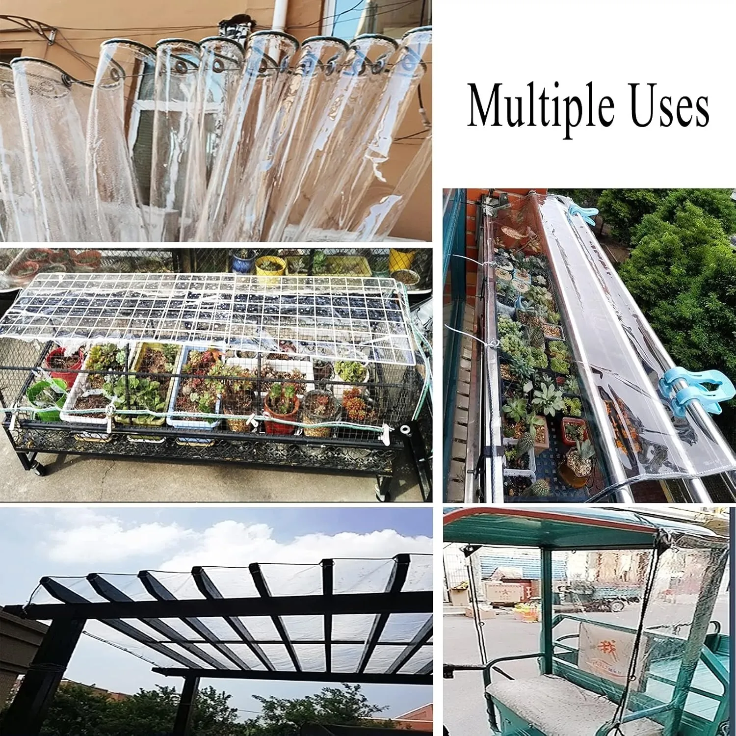 Tarpaulin Waterproof, Transparent Rain Cloth Windshield Tarpaulin Thick Plastic Sheeting Heavy Duty for Durable Anti-Pull(1.2MX2M)