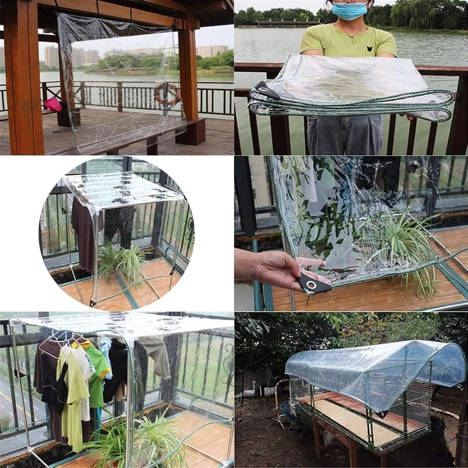 Tarpaulin Waterproof, Transparent Rain Cloth Windshield Tarpaulin Thick Plastic Sheeting Heavy Duty for Durable Anti-Pull(1.2MX2M)