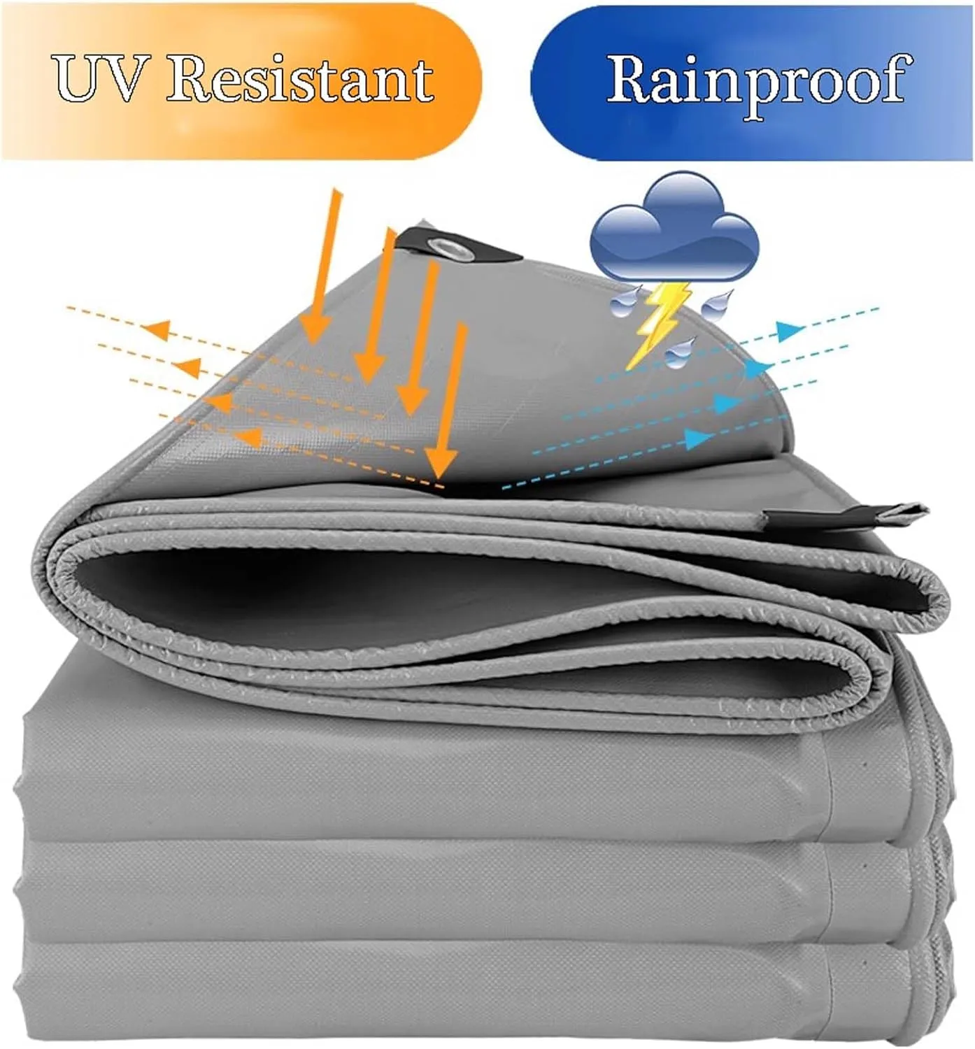 Tarpaulin with Grommets 32.8x39.4ft, Heavy Duty Tarp Waterproof, Thick Tarps Windproof Rainproof, for Car, Roof, Boat, Camp, Canopy, Woodpile, Rip and Tear Proof