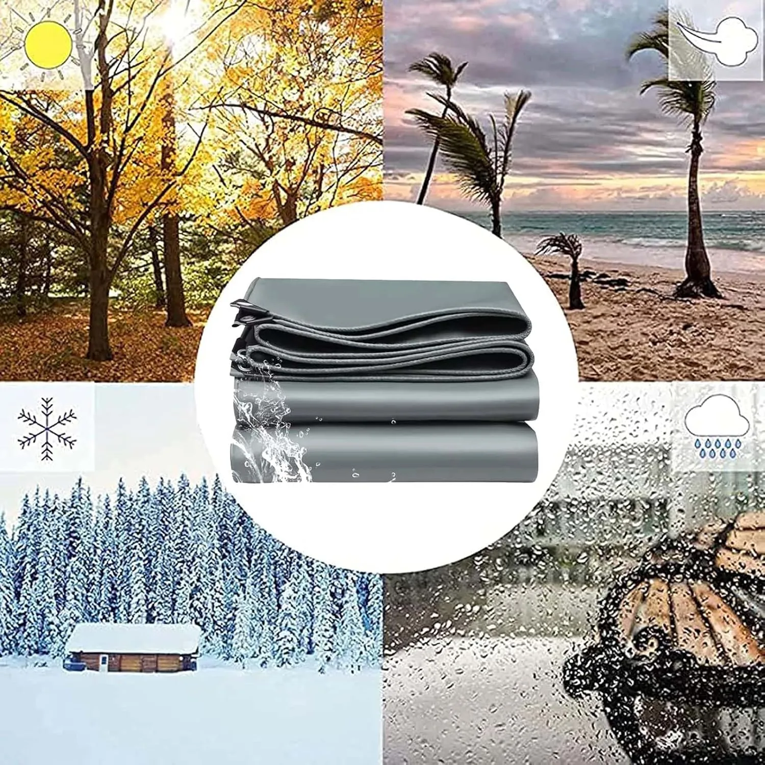 Tarpaulin with Grommets 32.8x39.4ft, Heavy Duty Tarp Waterproof, Thick Tarps Windproof Rainproof, for Car, Roof, Boat, Camp, Canopy, Woodpile, Rip and Tear Proof