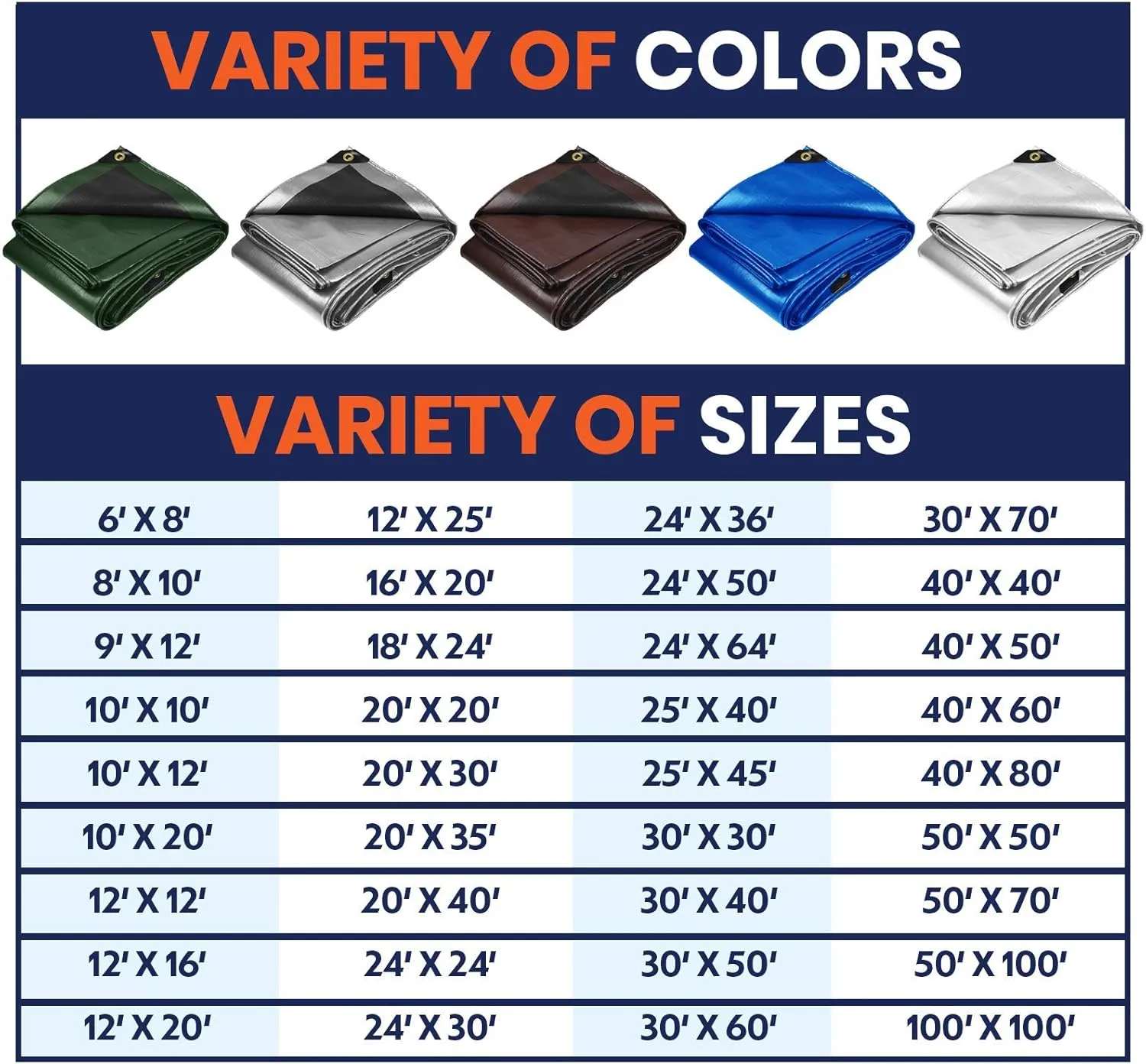 Tarpco Safety Extra Heavy Duty 14 Mil Tarp Cover, Waterproof, UV Resistant, Rip and Tear Proof, Poly Tarpaulin with Reinforced Edges for Roof, Camping, Patio, Pool, Boat (White 24′ X 30′)