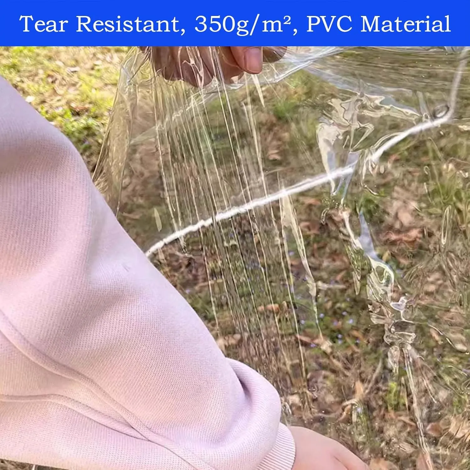Tarps Clear Waterproof 3.3x26.2ft, Transparent Tarp Heavy Duty with Eyelets 350g/m², Transparent PVC Thick Tarpaulin, for Outdoor/Camping/Garden