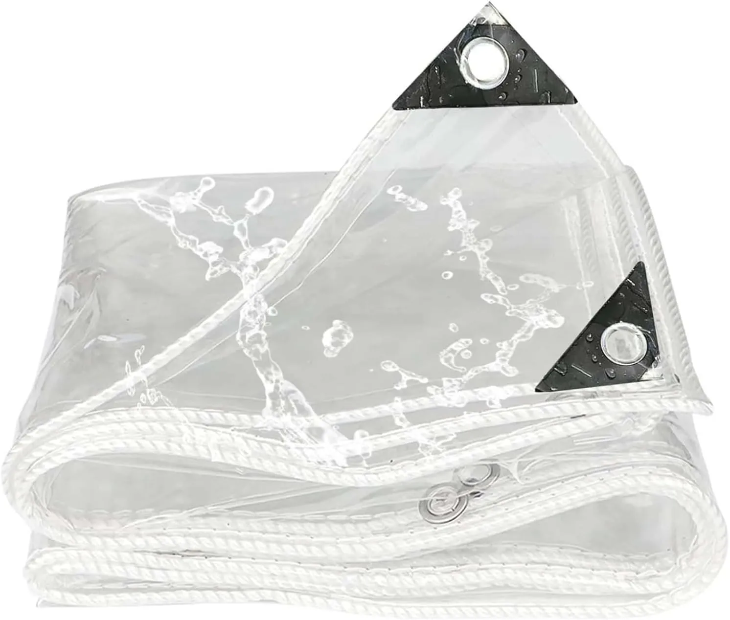 Tarps Clear Waterproof 3.3x26.2ft, Transparent Tarp Heavy Duty with Eyelets 350g/m², Transparent PVC Thick Tarpaulin, for Outdoor/Camping/Garden