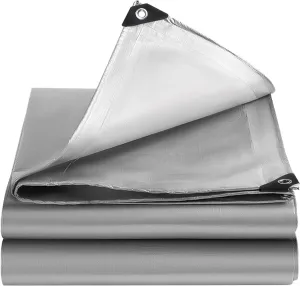 Tarps Heavy Duty Waterproof, 12 Mil Silver Waterproof Tarps for Outdoors with Grommets Reinforced Edges, UV Resistant, Tear&Fade Resistant, Camping Cover Under Tent, 10 * 10 FT