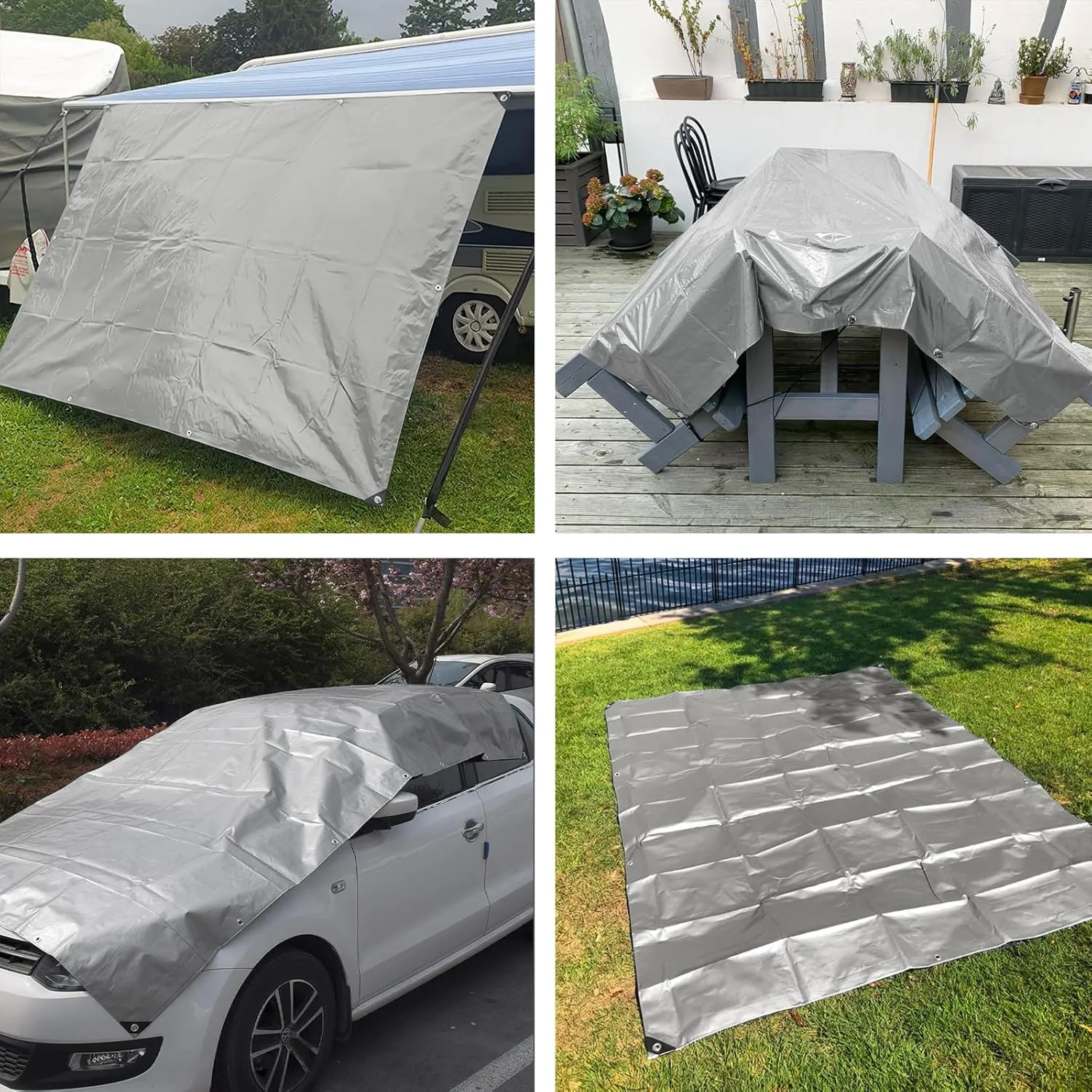 Tarps Heavy Duty Waterproof, 12 Mil Silver Waterproof Tarps for Outdoors with Grommets Reinforced Edges, UV Resistant, Tear&Fade Resistant, Camping Cover Under Tent, 10 * 10 FT