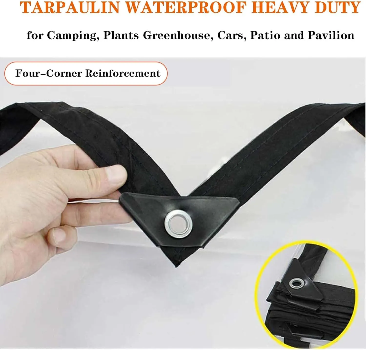 Tarps Heavy Duty Waterproof 6.6x32.8ft, Tarpaulin Clear, 5mil Thick Waterproof, UV Resistant, Rip and Tear Proof with Grommets and Reinforced Edges, for Boat Patio Garden Plants