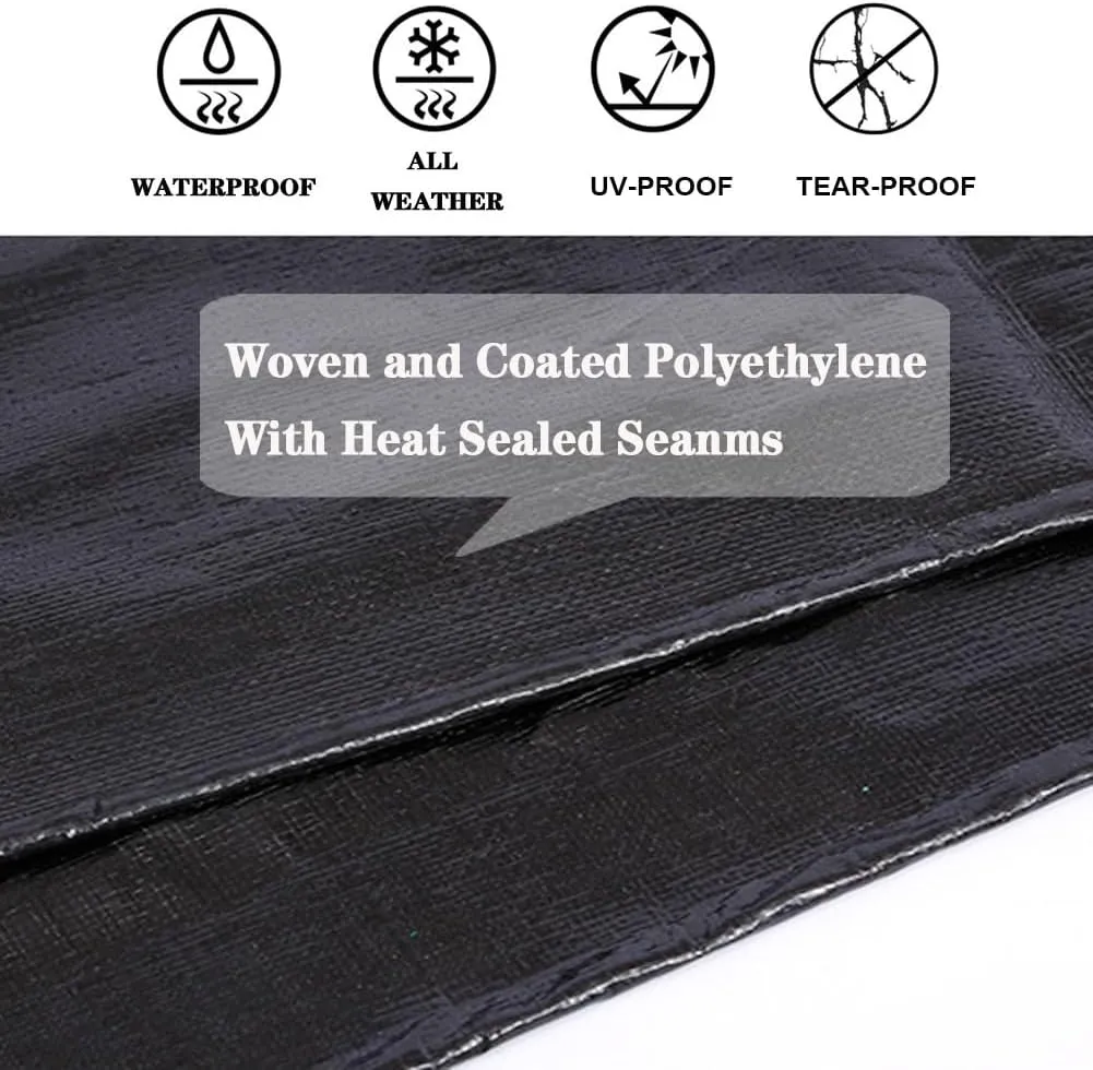Tarps Heavy Duty Waterproof 6X13ft,Black Large Tarp Cover Plastic Poly Tarpaulin 12MIL Thick Multipurpose Outdoor Tarp for Rain or Sun,Roof, Canopy, Patio, Firewood