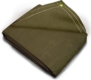 Tarps Now 10x12 ft Heavy Duty Canvas Tarp| 18 MIL Industrial Grade Fabric, Tear Resistance, Reinforced Edges, Brass Grommets | Ideal for Construction, Trucking, Manufacturing, Automotive –Olive Color
