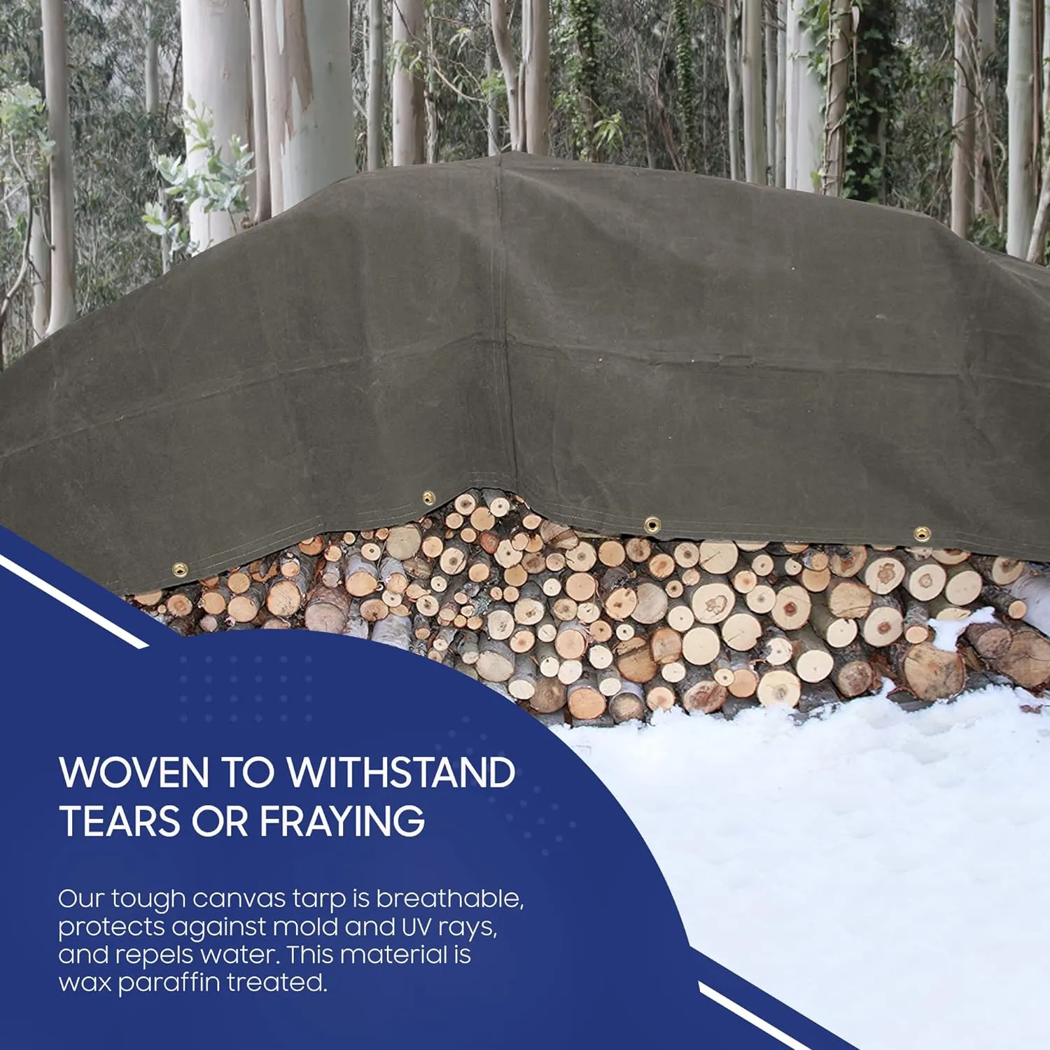 Tarps Now 10x20 ft Fire Retardant Canvas Tarp | 18 MIL Heavy Duty, Flame Retardant, Tear Resistance, Reinforced Edges, Brass Grommets | Ideal for Fire Prevention, Construction, Repairs | Olive Color