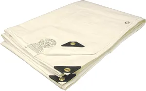 Tarps Now 10x30 Feet Fire Retardant Poly Tarp |12 MIL Heavy Duty Waterproof Cover |Rip and Tear Proof Plastic Tarp with Rustproof Aluminum Grommets & Reinforced Edges |Ideal for Camping - White