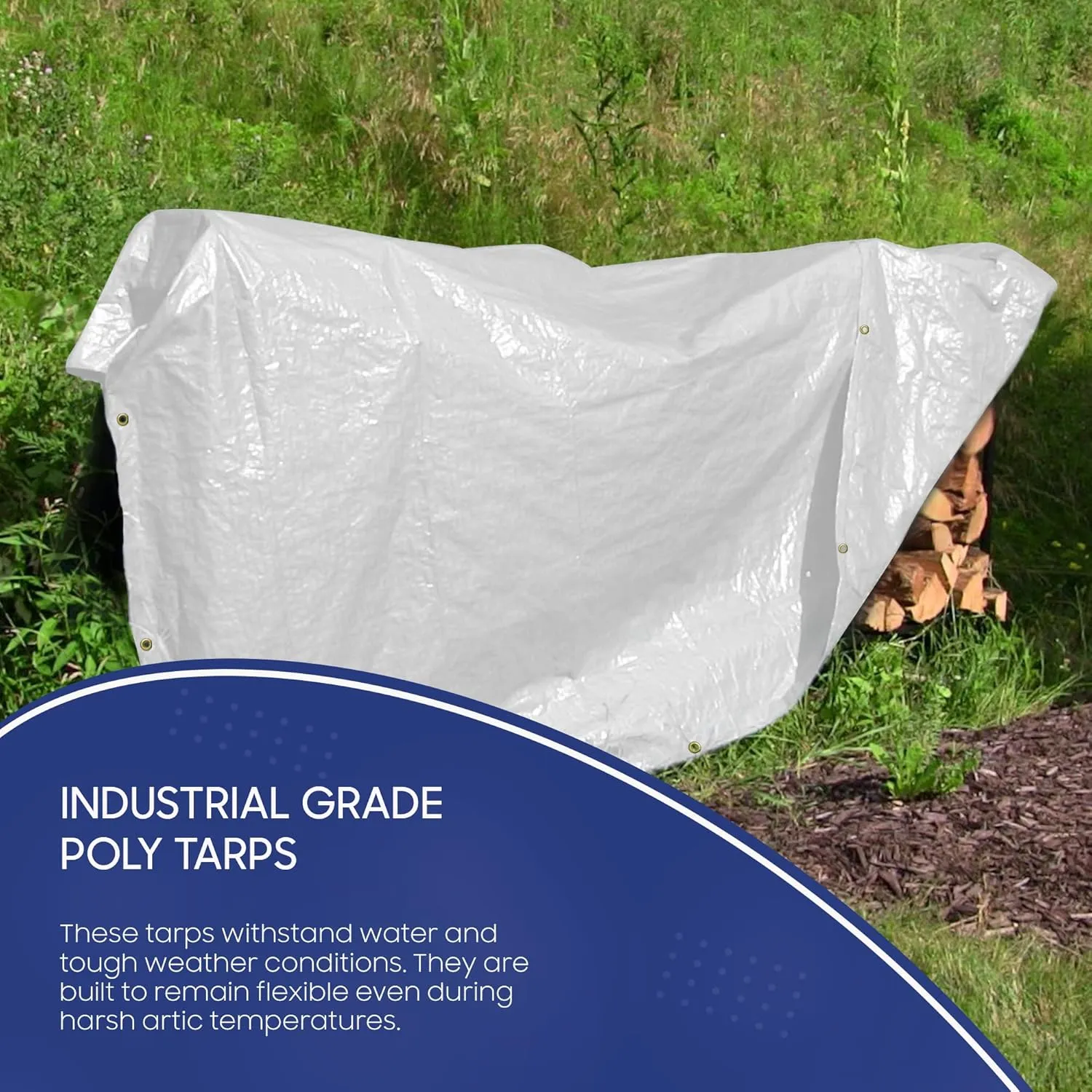 Tarps Now 18x20 Feet Poly Tarp |12 MIL Heavy Duty Waterproof Cover |Rip and Tear Proof Plastic Tarp with Rustproof Aluminum Grommets & Reinforced Edges |Ideal for Roof Repairs, Landscaping-White