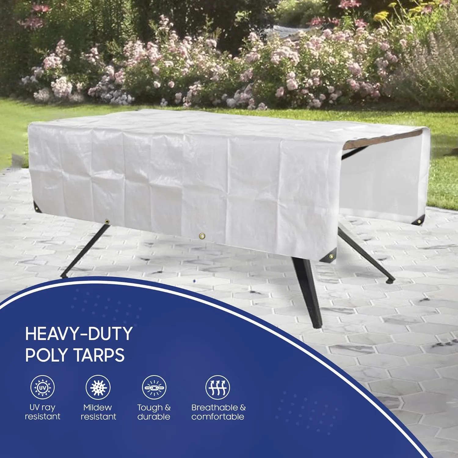 Tarps Now 18x20 Feet Poly Tarp |12 MIL Heavy Duty Waterproof Cover |Rip and Tear Proof Plastic Tarp with Rustproof Aluminum Grommets & Reinforced Edges |Ideal for Roof Repairs, Landscaping-White