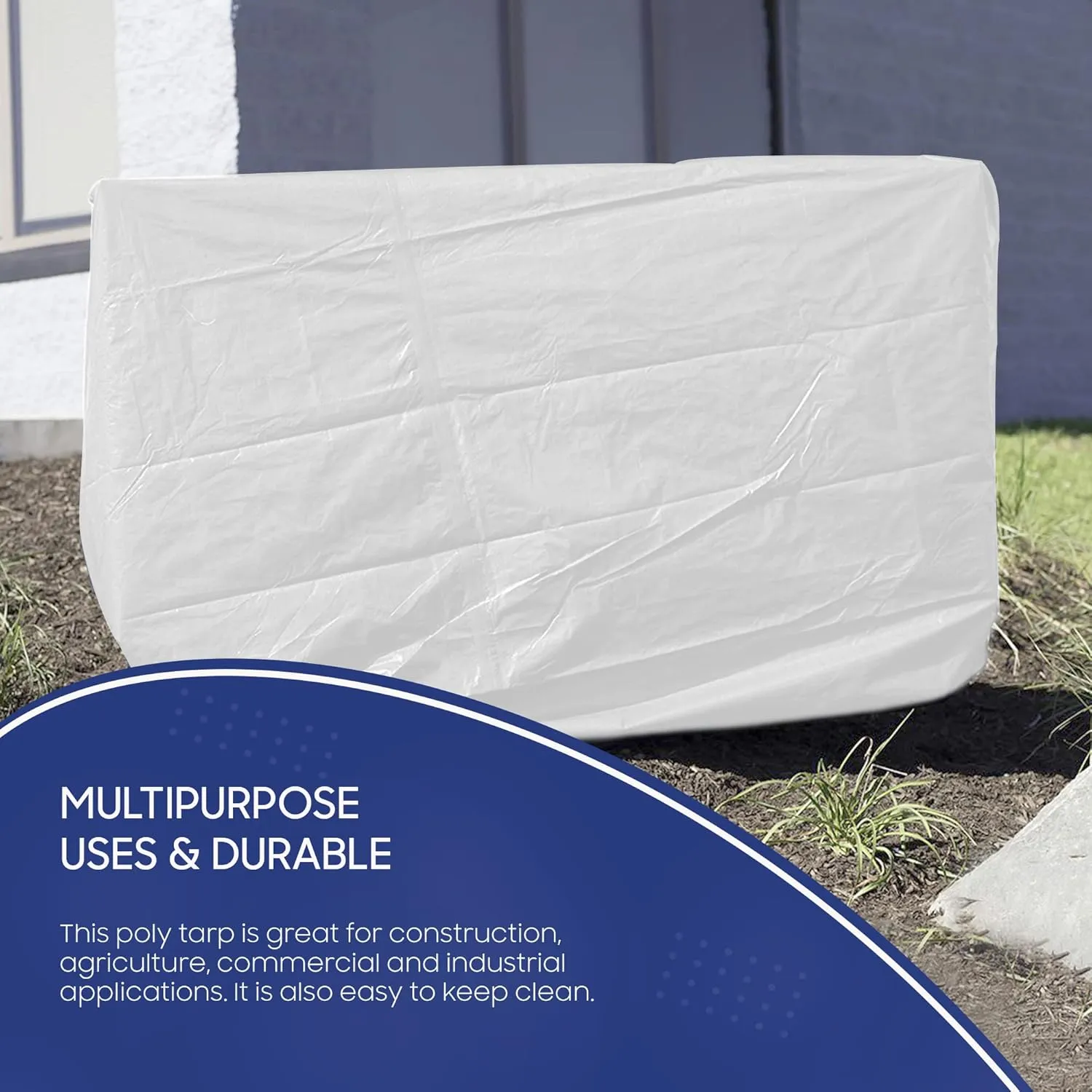 Tarps Now 18x20 Feet Poly Tarp |12 MIL Heavy Duty Waterproof Cover |Rip and Tear Proof Plastic Tarp with Rustproof Aluminum Grommets & Reinforced Edges |Ideal for Roof Repairs, Landscaping-White