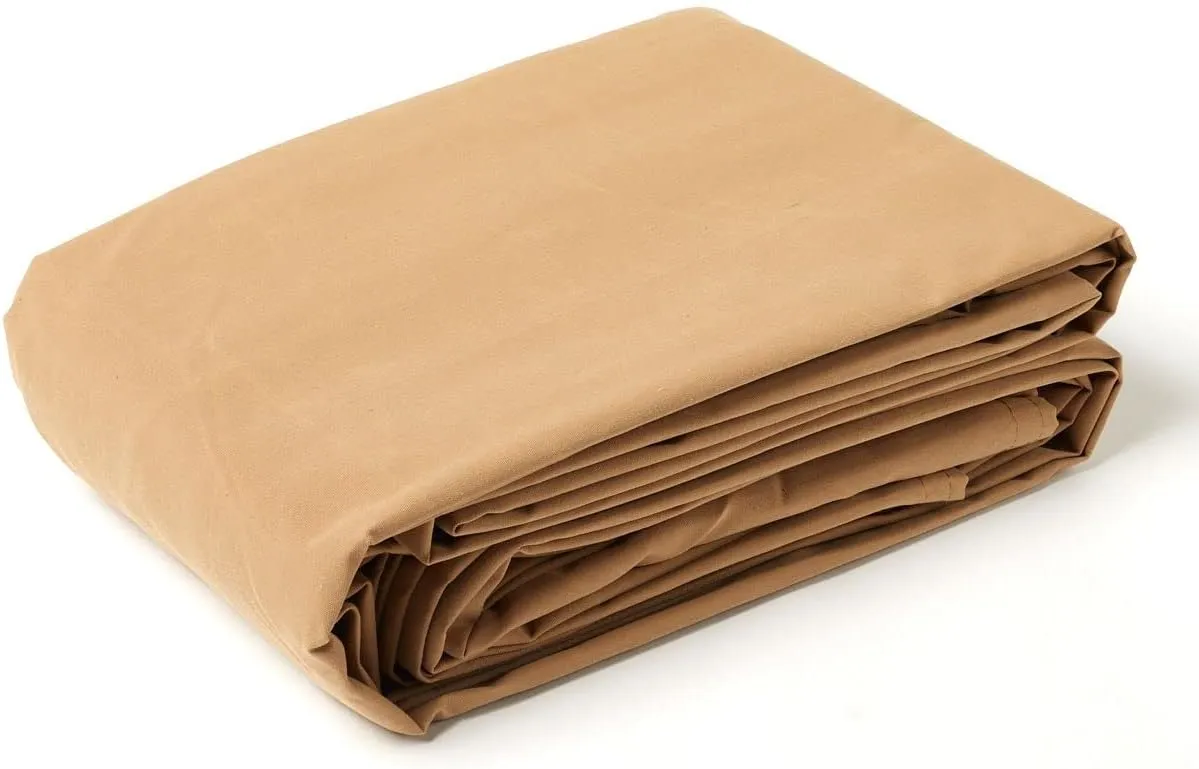 Tarps Now 8x12 Feet Waterproof Canvas Tarp|20 MIL Commercial Grade, Heavy Duty, Tear-Resistant, Rustproof Brass Grommets, Reinforced Edges| Ideal for Construction, Trucking, Manufacturing –Tan Color