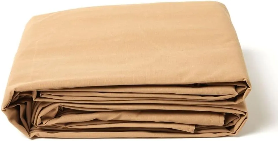 Tarps Now 8x12 Feet Waterproof Canvas Tarp|20 MIL Commercial Grade, Heavy Duty, Tear-Resistant, Rustproof Brass Grommets, Reinforced Edges| Ideal for Construction, Trucking, Manufacturing –Tan Color