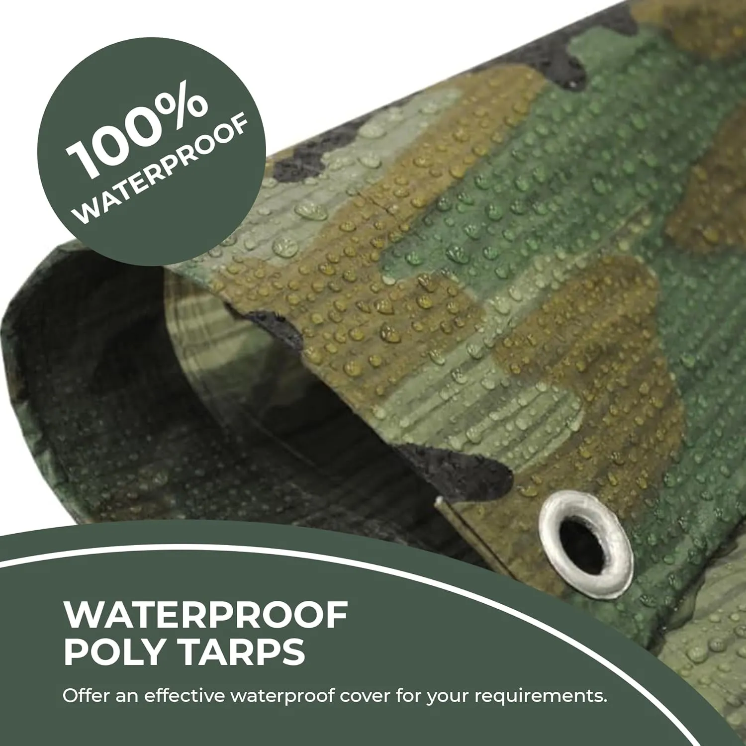 Tarps Now Camouflage Plastic Tarp (Poly Tarp) 30x30 ft - 8 MIL Heavy Duty Waterproof Cover | Tear-Resistant with Rustproof Grommets & Reinforced Edges | Ideal for Camping, Landscaping - Woodland Camo