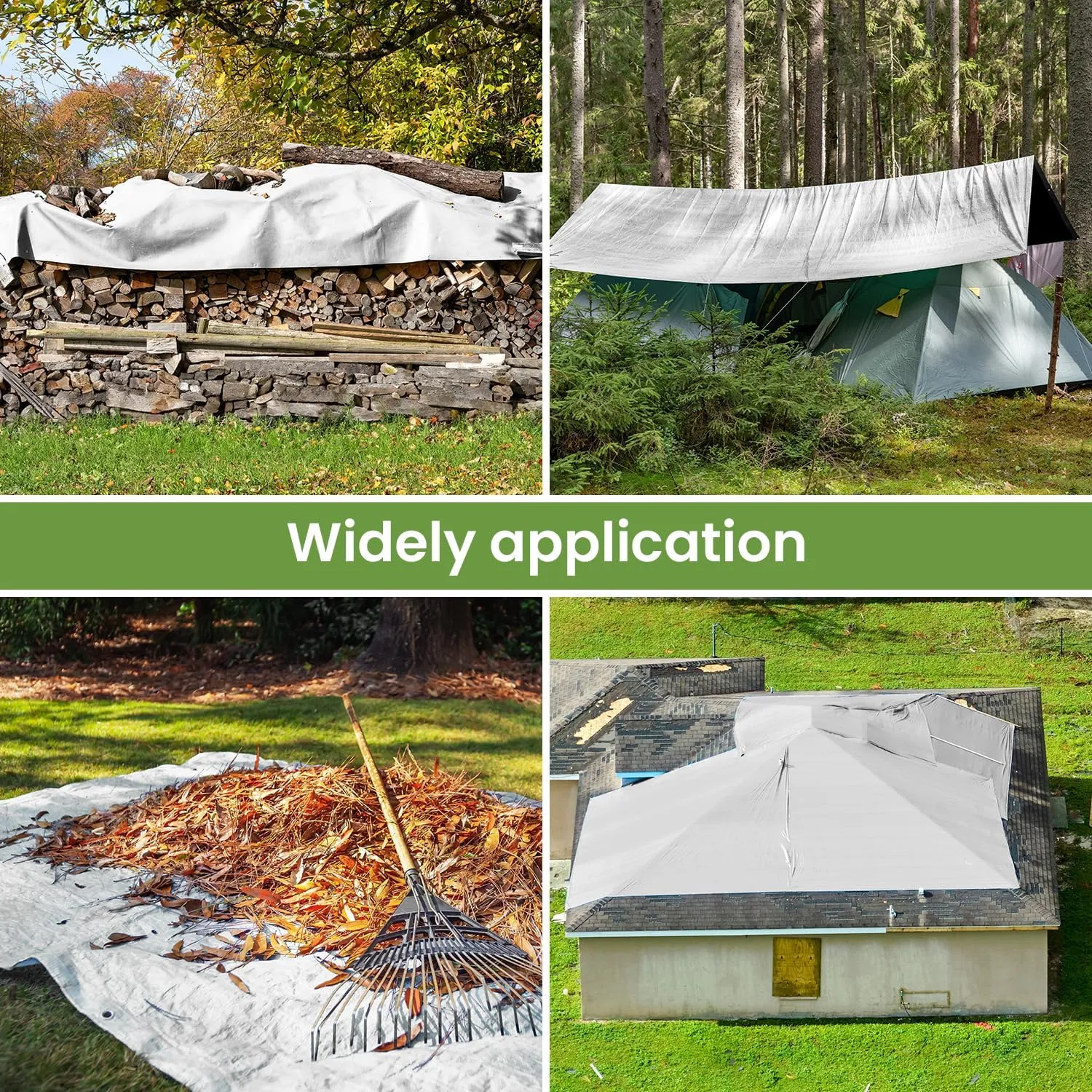 Tarps Waterproof 10' X 20' Heavy Duty Tarp 16 Mil Thick Large Tarp with Grommets Multipurpose Protective Poly Outdoor for Roof, Camping, Patio, Pool, Boat, Car|Silver/Black