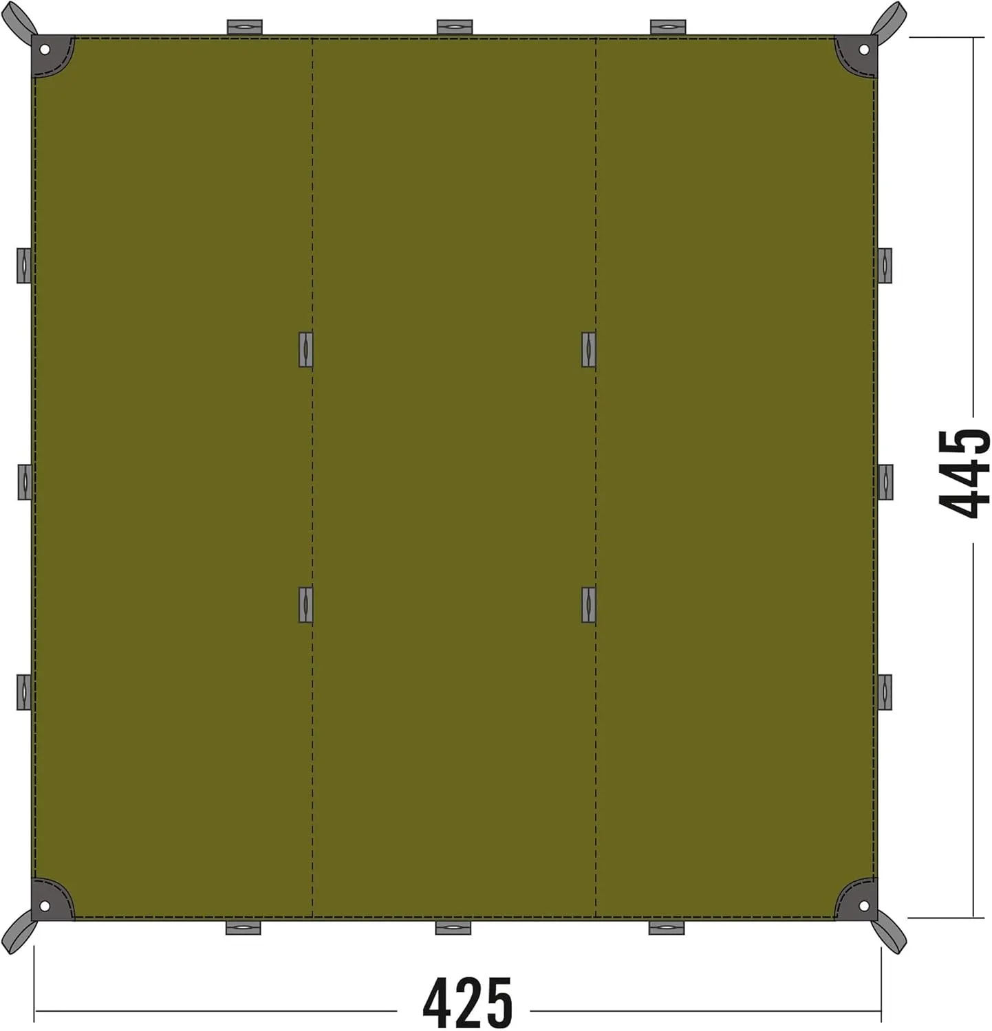 Tatonka Tarp 1 (425 x 445 cm) - Lightweight, Tear-Resistant, Waterproof - with Taped Seams, Eyelets, Flap Loops and Reinforced Corner Points - Protects Against Sun, Wind and rain - Olive Green