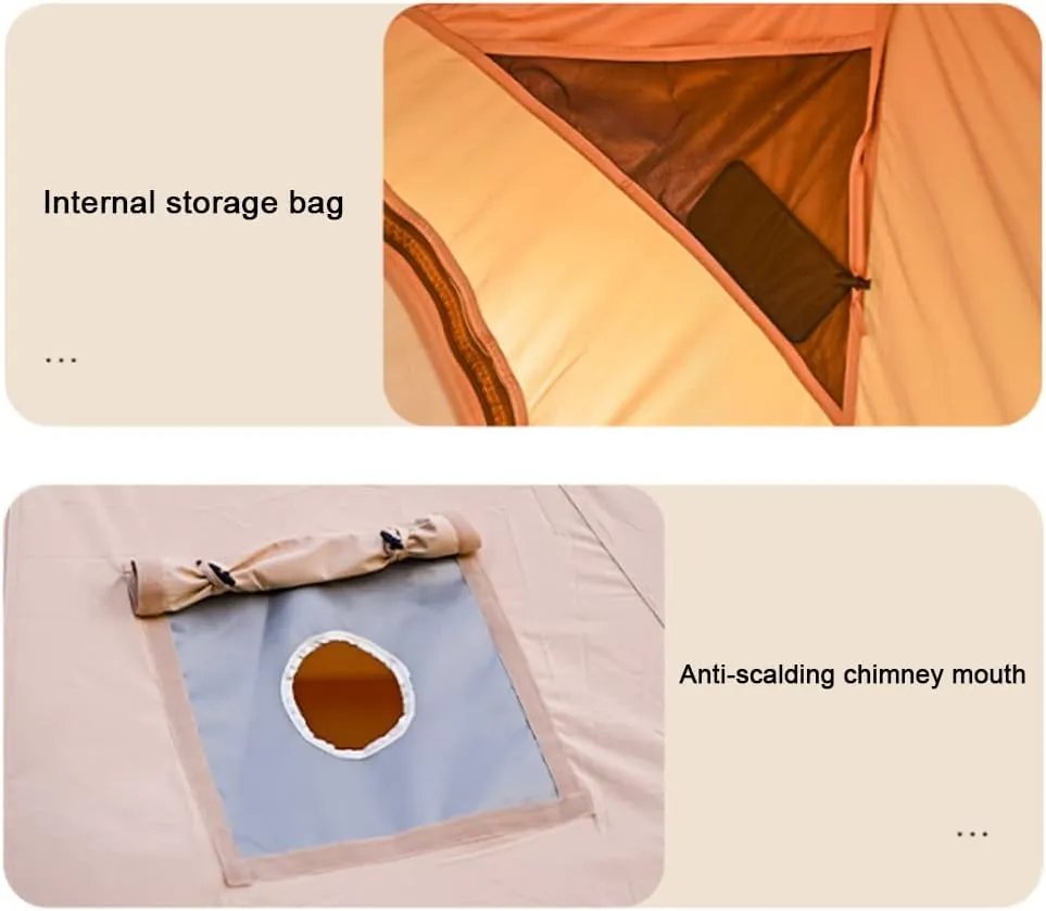Teepee Camping Tent Cotton Tent Pyramid Yurt Tent Multi-Person Family Glamping Tent Double Layer Large Waterproof Tipi Tents for 8-10 Person, 450X450X280CM, Black