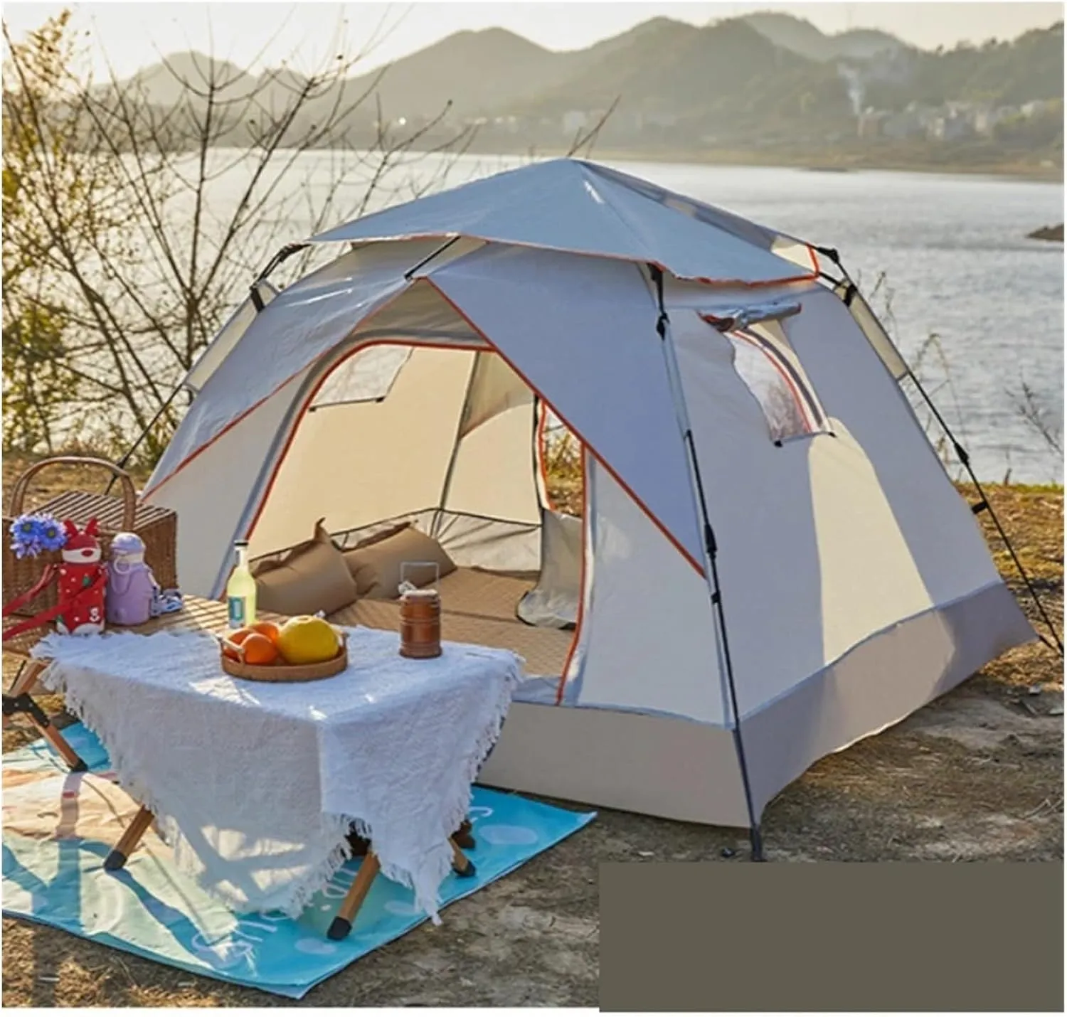 Tent 3-4 Person Fully Outdoor Automatic Quick Open Tent Tent Camping Family Outdoor Llightweight Instant Setup Tent Lightweight (Color : Green Double Layer)