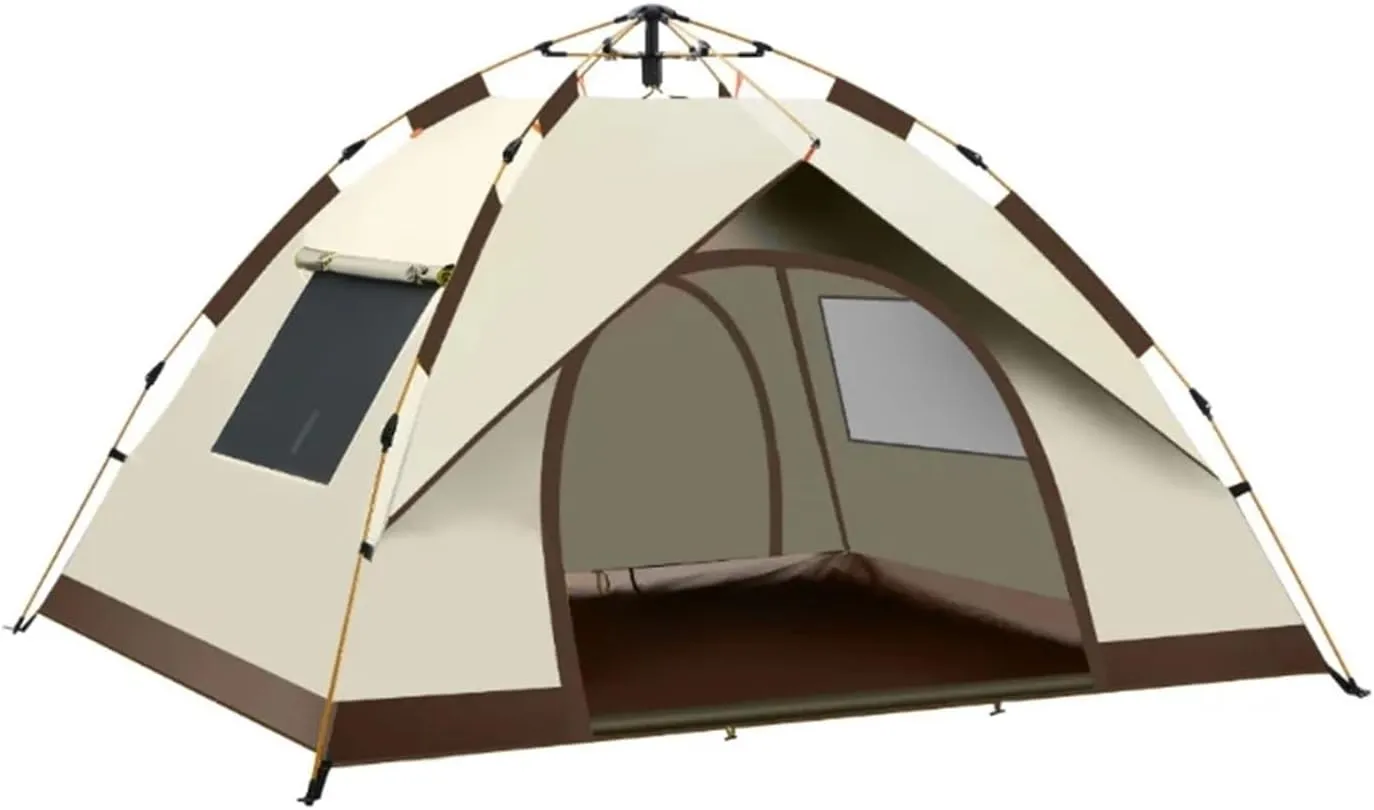 Tent 3-4 Person Fully Outdoor Automatic Quick Open Tent Tent Camping Family Outdoor Llightweight Instant Setup Tent Lightweight (Color : Green Double Layer)