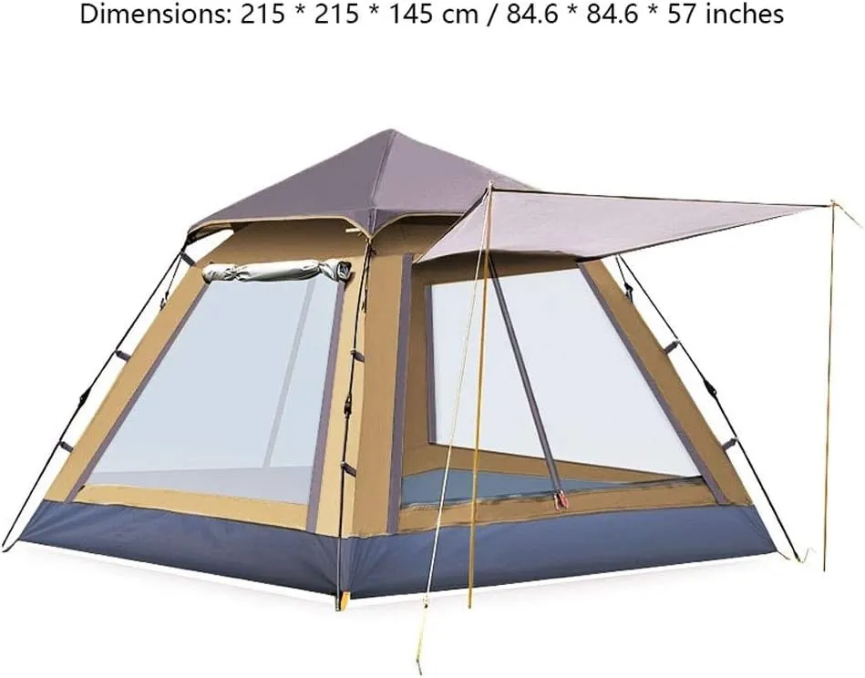 Tent 3-4 Person Single Layer Tents Waterproof UV Weather Resistant Family Outdoor Fishing Party Camping Tent Beach Travel Yurt (Color : Army Green)