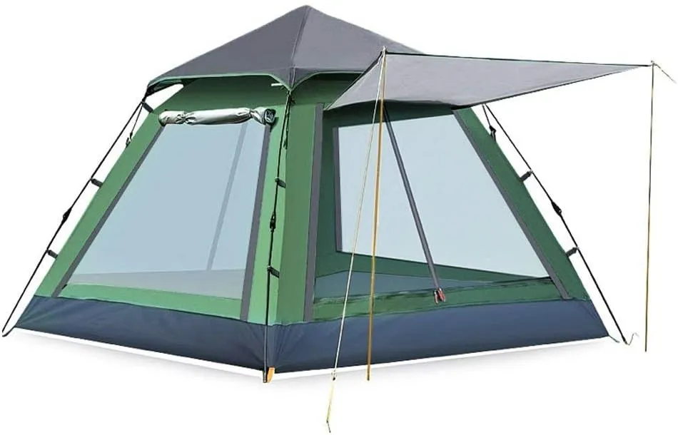Tent 3-4 Person Single Layer Tents Waterproof UV Weather Resistant Family Outdoor Fishing Party Camping Tent Beach Travel Yurt (Color : Army Green)
