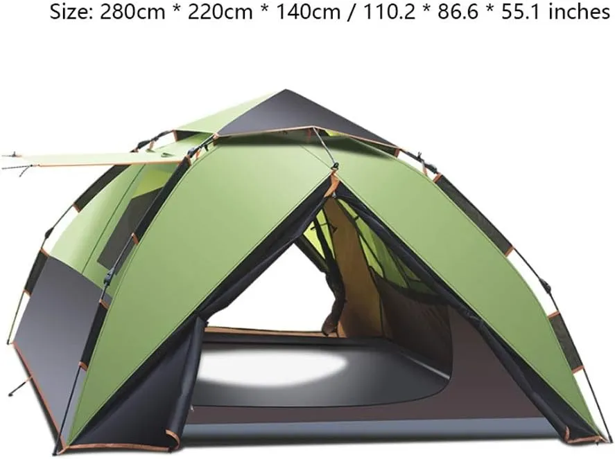 Tent 3-4 Person Wild Camping Outdoor Double-Layer Automatic Tents Mountaineering Beach Four Seasons Rainstorm Sun Tent Yurt (Color : Brown)