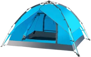 Tent Double Layer Automatic Instant Setup Camping Tent 3-4 Person Family Tent Waterproof Foldable Tent for Hiking Travel Yurt (Color : Lake Blue)