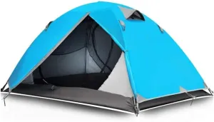 Tent - Easy and Quick Set Up Camping Tent, Professional Waterproof Windproof Fabric, UV Resistant, Double Layer Little Surprise, Blue