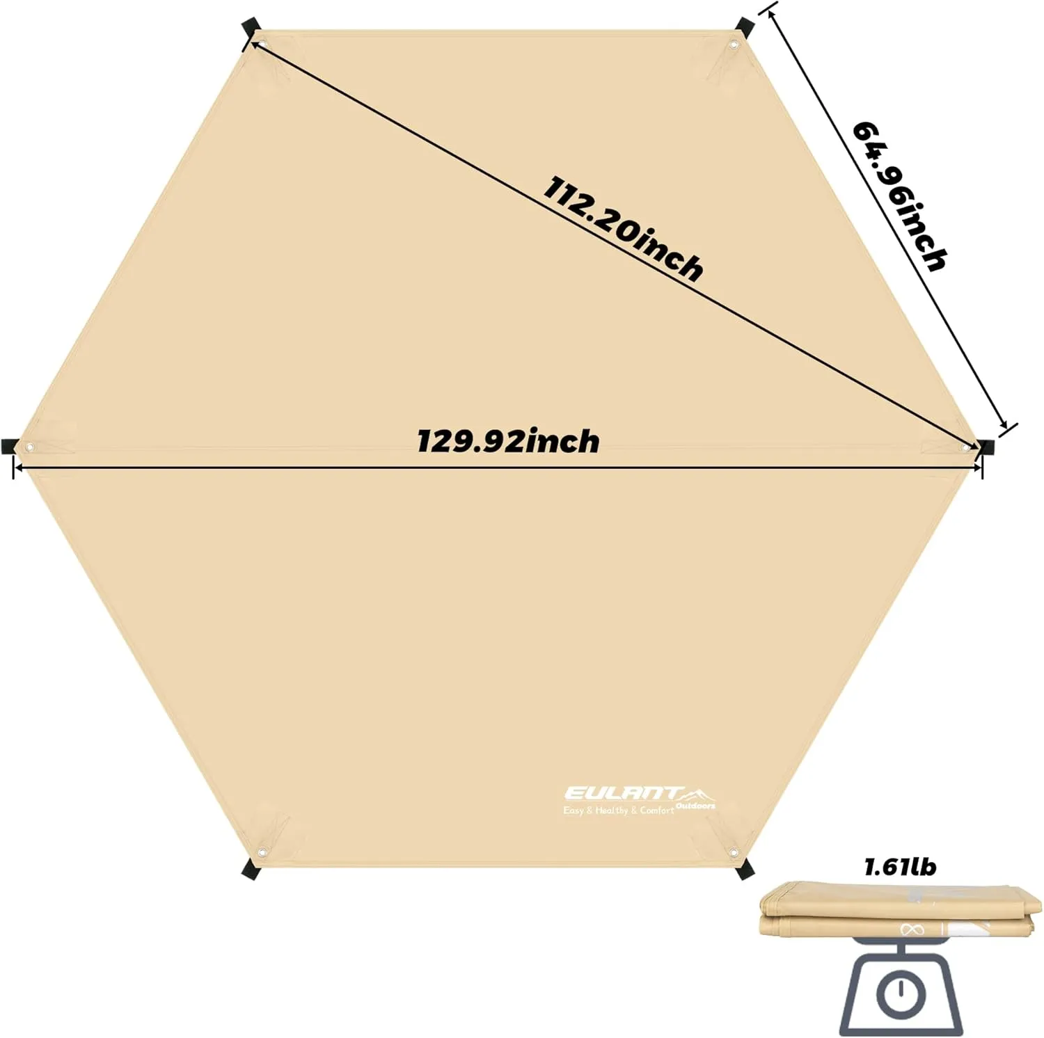 Tent Footprint, 210D Oxford Cloth Camping Tent Tarp, PU 3000 Waterproof Ground Sheet Mat for Tent, Backpacking, Hiking, Beach