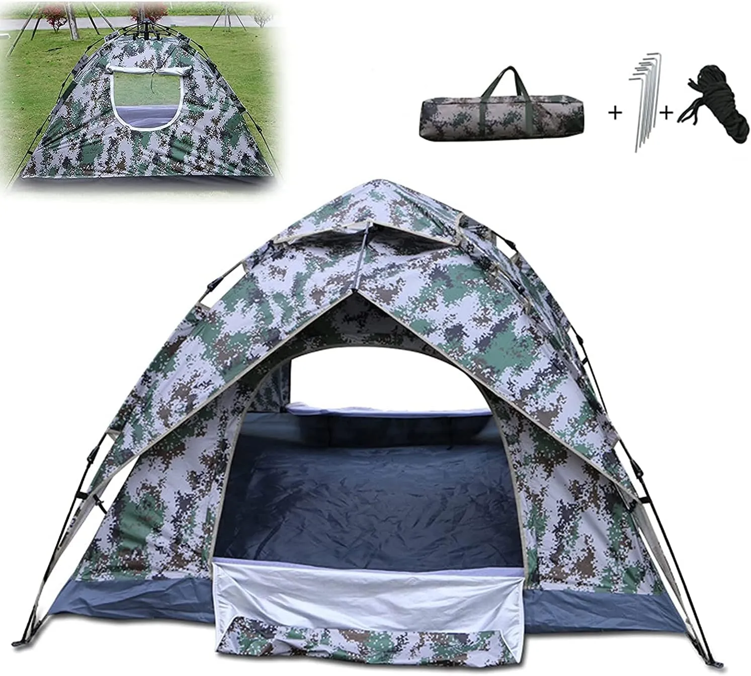 Tent Outdoor Camping Outing Outdoor Pop-Up Tents for Camping, 3-4 People Fully Automatic Speed Opening Thickened Double-Layer Rainproof Ultra-Light Hiking, Fishing Tent