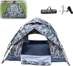 Tent Outdoor Camping Outing Outdoor Pop-Up Tents for Camping, 3-4 People Fully Automatic Speed Opening Thickened Double-Layer Rainproof Ultra-Light Hiking, Fishing Tent