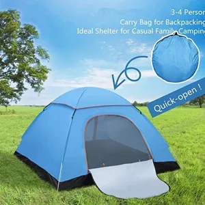 Tent Outdoor Large Fully Automatic Single-Layer Tent 2People's Anti-Storm rain Double Camping Tent Festival Essential, Dome Tent, 100% with Sewn in groundsheet,200 * 200 * 145