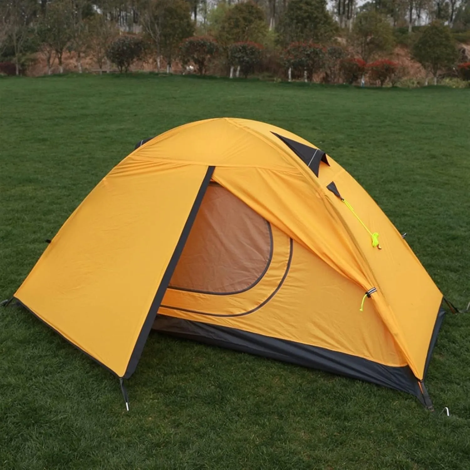 Tent Single Person Tent Outdoor Mountaineering Field Camping Double Deck Rainproof Camping Tent (Color : Rojo) (Yellow One Size)