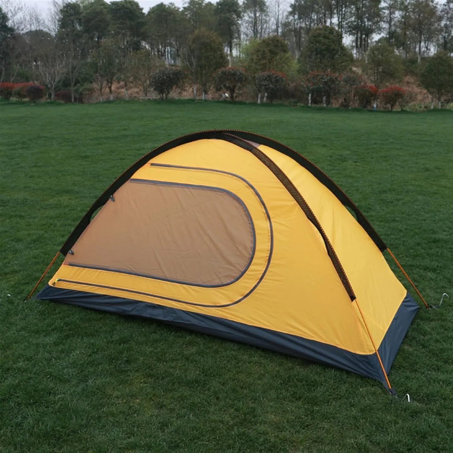 Tent Single Person Tent Outdoor Mountaineering Field Camping Double Deck Rainproof Camping Tent (Color : Rojo) (Yellow One Size)