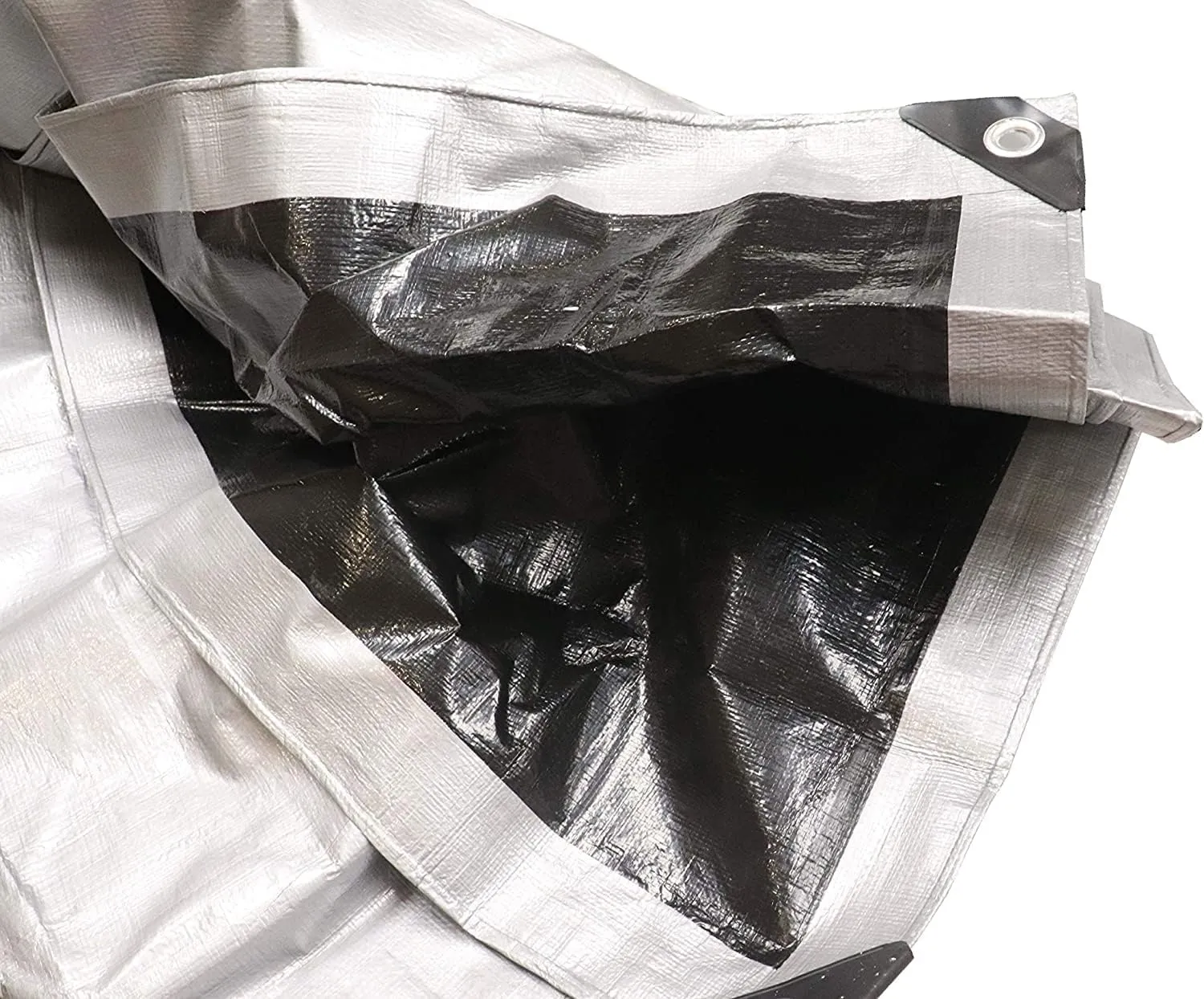Tent Tarp, Waterproof, Heavy Duty Cover for Swimming Pool, Camping, Truck, Car, Tents, Roof, Boat or Furniture, UV and Tear Resistant, Indoor/Outdoor Silver and Black Tarp, 30' x 50'
