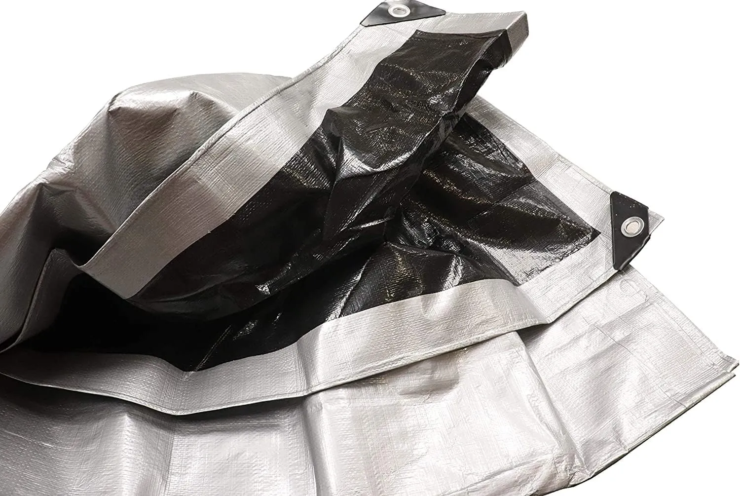 Tent Tarp, Waterproof, Heavy Duty Cover for Swimming Pool, Camping, Truck, Car, Tents, Roof, Boat or Furniture, UV and Tear Resistant, Indoor/Outdoor Silver and Black Tarp, 30' x 50'